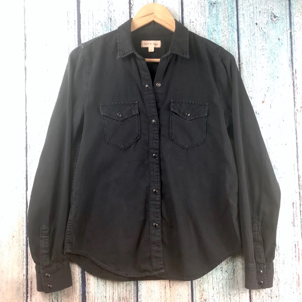 Anthro Cloth & Stone Studded Snap Shirt